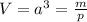 V=a^3= \frac{m}{p}