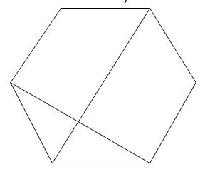 Як подилити шестикутник двома видризками щоб стало три трикутника чотири чотирикутника и пятикутник
