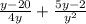 \frac{y-20}{4y} + \frac{5y-2}{ y^{2} }