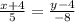 \frac{x+4}{5} = \frac{y-4}{-8}