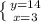 \left \{y=14} \atop {x = 3}} \right.