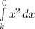 \int\limits^0_k { x^{2} } \, dx