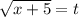 \sqrt{x+5}=t