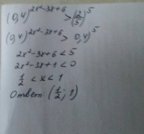 Решите неравенство (0,4)^2х^2-3х+6 > (2/5)^5