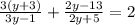 \frac{3(y+3)}{3y-1} + \frac{2y-13}{2y+5} =2