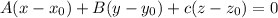 A(x-x_0)+B(y-y_0)+c(z-z_0)=0