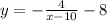 y=- \frac{4}{x-10}-8