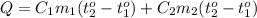 Q=C_1m_1(t_2^o-t_1^o)+C_2m_2(t_2^o-t_1^o)