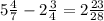 5 \frac{4}{7} - 2 \frac{3}{4} = 2 \frac{23}{28}