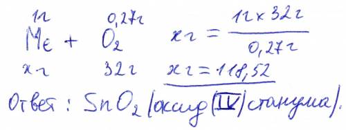 Нужно! 1г четырехвалентного металла соединяется с 0,27г кислорода.вычислить вторичную массу металла.