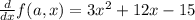 \frac{d}{dx}f(a,x) = 3x^{2}+12x-15