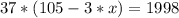 37*(105-3*x)=1998