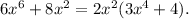 6x^6+8x^2=2x^2(3x^4+4).