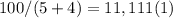 100/(5+4) = 11,111(1)