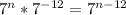 7^n*7 ^{-12} =7 ^{n-12}