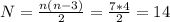 N = \frac{n(n-3)}{2} = \frac{7*4}{2} =14