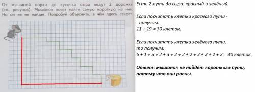 От мышиной норки до кусочка сыра ведут две дорожки мышонок хочет найти самую короткую из них но он н