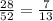 \frac{28}{52} = \frac{7}{13}