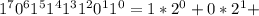 1^{7}0^{6}1^{5}1^{4}1^{3}1^{2}0^{1}1^{0}= 1*2^{0}+0*2^{1}+