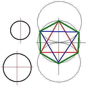 Построить 4 произвольные окружности разделить их на две три четыре шесть частей соответственно, лини