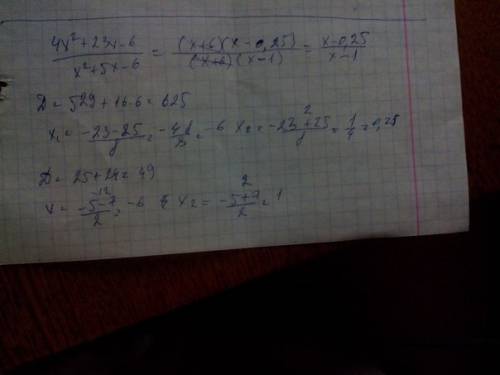 1.сократите дробь 4x^2+23x-6 на x^2+5x-6 2.решите уравнение корень из 2x^2+2x=корень из -x-1