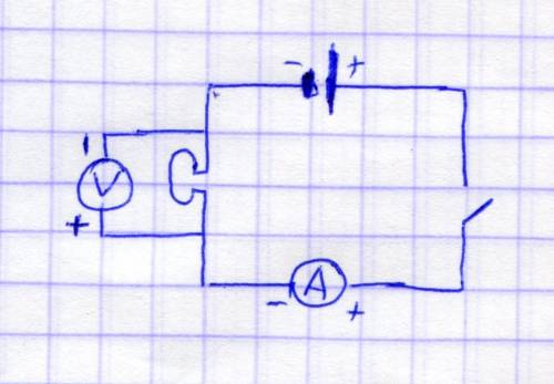 Начертите схему электрической цепи, состоящей из аккумулятора, электрического звонка, ключа, вольтме