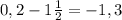 0,2-1\frac{1}{2}=-1,3