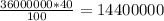 \frac{36000000*40}{100}=14400000 &#10;