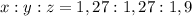 x:y:z= 1,27:1,27:1,9