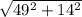 \sqrt{ 49^{2} + 14^{2} }