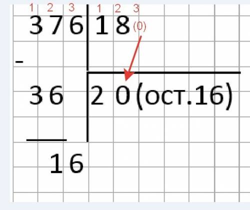 Выполните деление с остатком 376 : 18