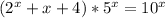 (2^x+x+4)*5^x=10^x