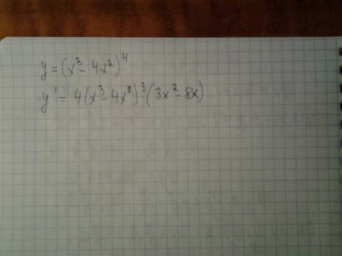 Найти производную функции y=(x^3-4x^2)^4