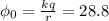 \phi _{0}= \frac{kq}{r} =28.8