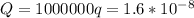 Q=1000000q=1.6*10^{-8}