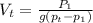 V_t=\frac{P_1}{g(p_t-p_1)}