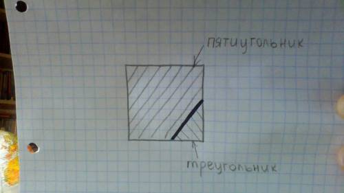 Проведи в квадрате отрезок так, чтобы получились треугольник и пяти угольник.