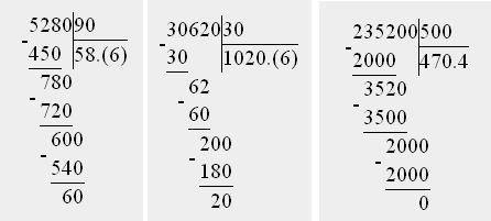 Решить столбиком с проверкой примеры: 5280/90,30620/30,235200/500. заранее