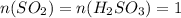 n(SO_2)=n(H_2SO_3)=1