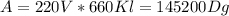 A=220V*660Kl=145200Dg