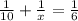 \frac{1}{10} + \frac{1}{x} = \frac{1}{6}