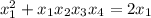 x^2_1+x_1x_2x_3x_4=2x_1