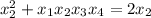 x^2_2+x_1x_2x_3x_4=2x_2