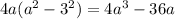 4a( a^{2} -3 ^{2} )=4 a^{3} -36a