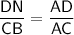 \sf \dfrac{DN}{CB}=\dfrac{AD}{AC}