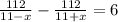 \frac{112}{11-x}- \frac{112}{11+x}=6