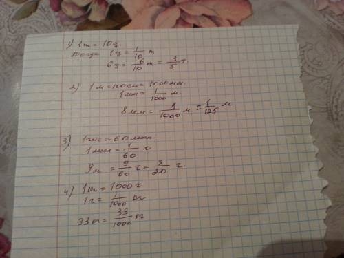 1)какую часть тонны составляют 6 ц? 2а)какую часть метра составляют 8 мм? 3)какую часть часа составл