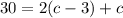 30=2(c-3)+c