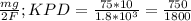 \frac{mg}{2F} ;KPD= \frac{75*10}{1.8*10^{3} } = \frac{750}{1800}