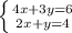 \left \{ {{4x+3y=6} \atop {2x+y=4}} \right.